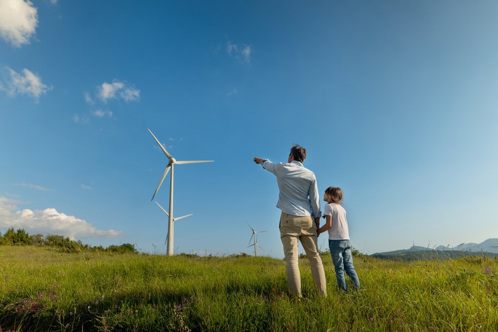 Clean energy and wind turbines reflecting growing renewable energy industry importance.